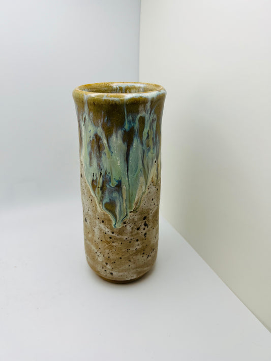 Small white and brown vase